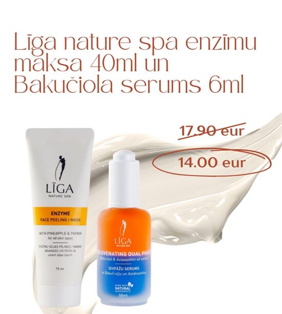 LĪGA NATURE SPA  Enzīmu maska un Bakučiola serums, mazais komplekts
